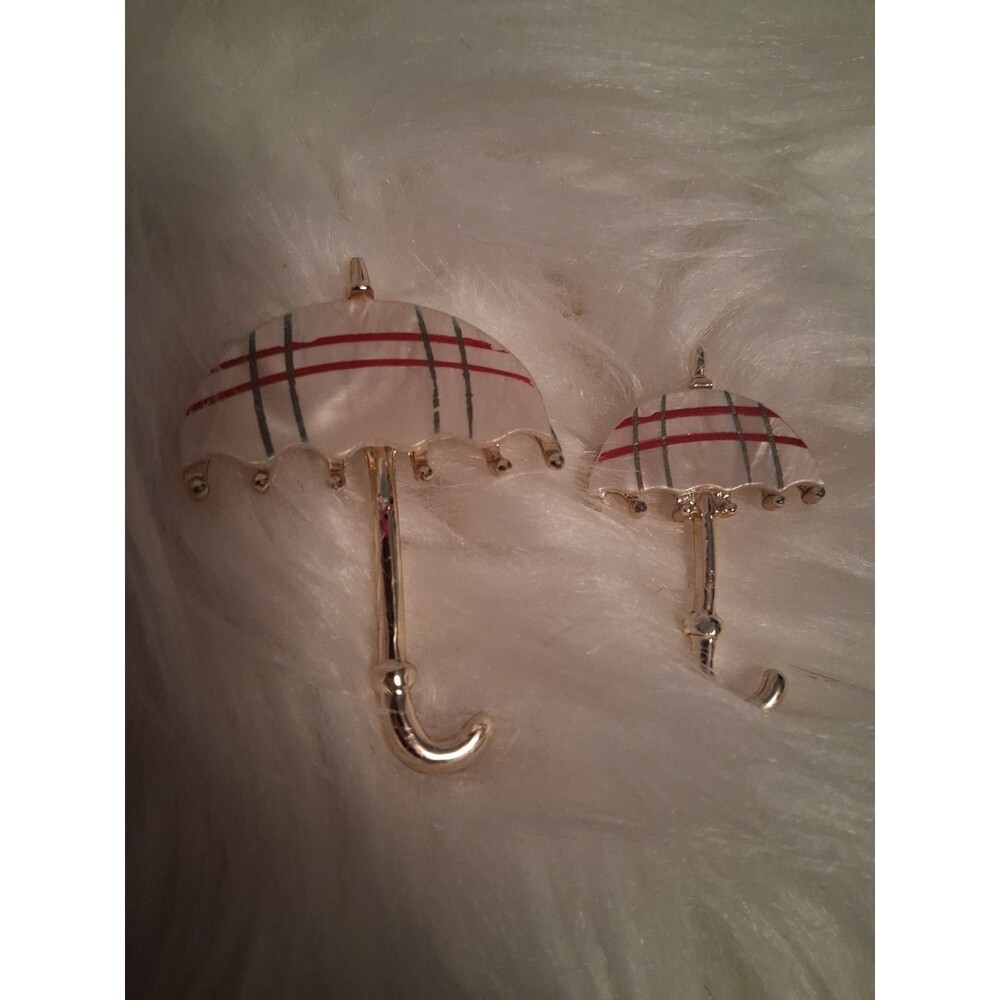VINTAGE ABALONE SHELL UMBRELLA BROOCHES (SET OF 2)